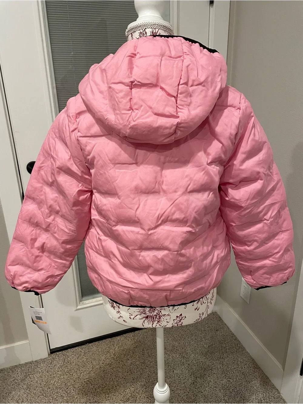 London Fog Girls' Bubble Pink Hooded Puffer Jacket